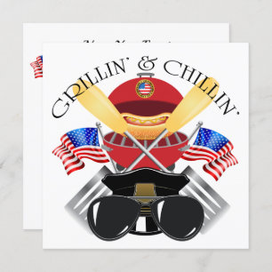 Grillin' et Chillin' Patriotic Cookout Invitation