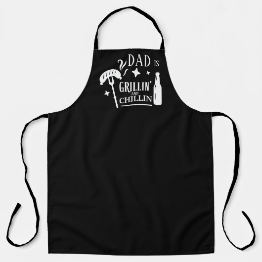 Grilling and Chilling Dad Fun Personalized BBQ Schort (Voorkant)
