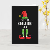 Grilling Elf met kerstcadeau Kaart (Gele Bloem)