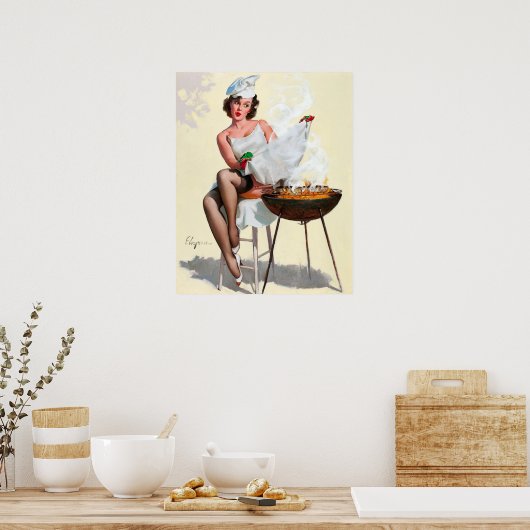 Grilling Pin Up Poster (Keuken)