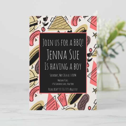 Grilling Summer BBQ Doodles Baby shower (Staand voorkant)