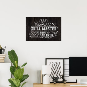 Grillmaster en beste papa ooit Vaderdag zwart Poster