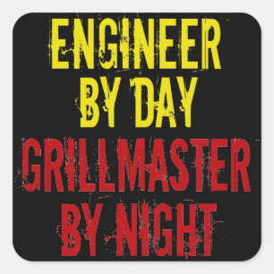 Grillmaster Engineer met Geel Vierkante Sticker