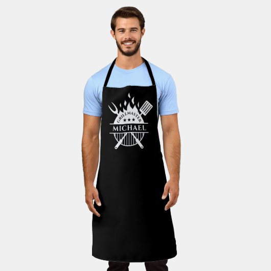 Grillmaster Personalized Apron, Man Schort (Gedragen)