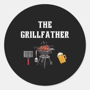 Grillvader Grillen Grappig Bbq Vlees Vader Opa Gr Ronde Sticker