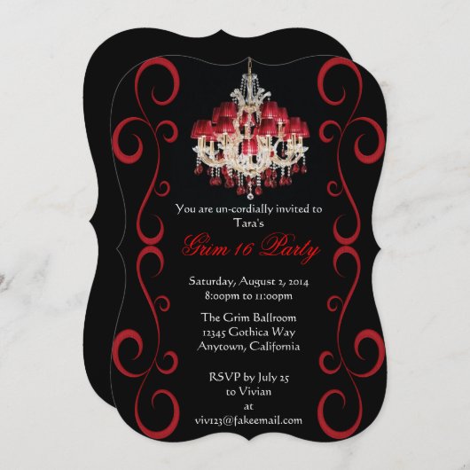 Grim gothique personnalisé Invitations à 16 partis (Devant / Derrière)