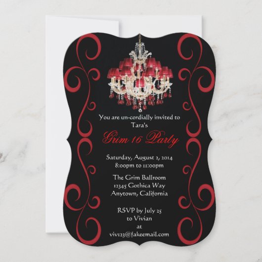 Grim gothique personnalisé Invitations à 16 partis (Devant)
