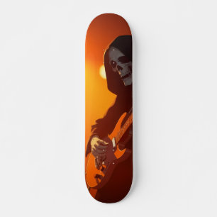Grim met gitaar skateboard