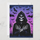 Grim Reaper Bats Sky Halloween Party Kaart (Achterkant)