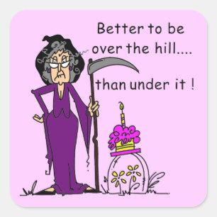 Grim Reaper Birthday Humor Vierkante Sticker