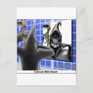 Grim Reaper Brush W/Death Funny T - shirts Mokken  Briefkaart