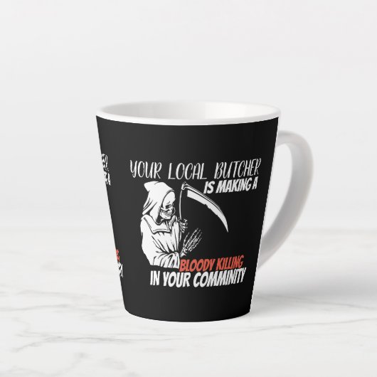 Grim Reaper Butcher Latte Mok (Rechterhoek)