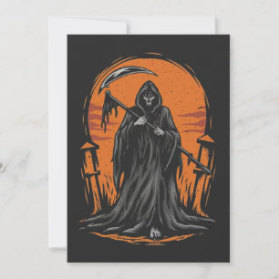 Grim Reaper Cartoon in Sunset Kerkhof Kaart