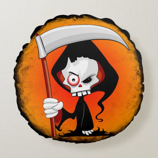Grim Reaper Cartoon Rond Kussen (Voorkant)
