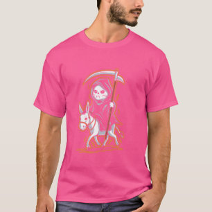 Grim Reaper Cat Riding Donkey - Cat Hallow T-shirt