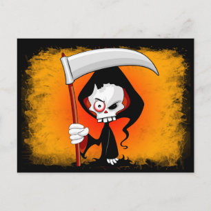 Grim Reaper Creepy Funny Cartoon Briefkaart