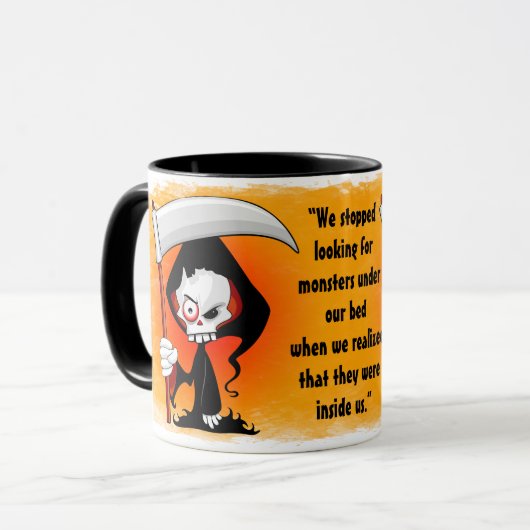 Grim Reaper Creepy Funny Cartoon Mok (Voorkant links)