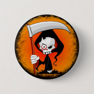 Grim Reaper Creepy Funny Cartoon Ronde Button 5,7 Cm