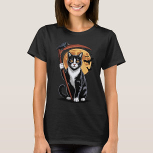 Grim Reaper Death Tuxedo Kat Halloween Moeder Vrou T-shirt