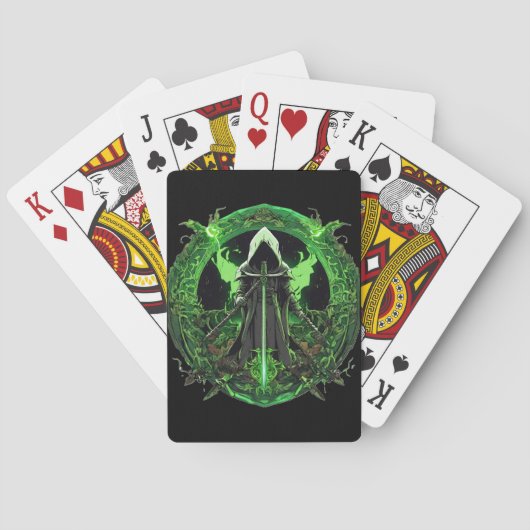 Grim Reaper-embleem in groen6 Pokerkaarten (Achterkant)