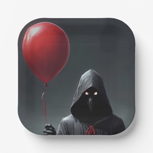 Grim Reaper en Rode Ballon Papieren Bordje (Voorkant)