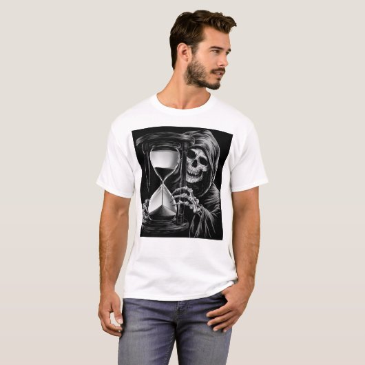 Grim Reaper en zandloper T-shirt (Voorkant volledig)