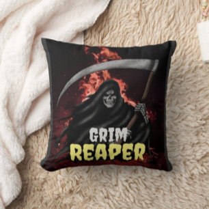 Grim Reaper Fire Inferno Halloween aangepaste QR-c Kussen
