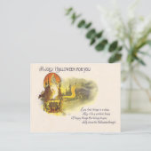 Grim Reaper Full Moon Owl Witch Cauldron Briefkaart (Staand voorkant)