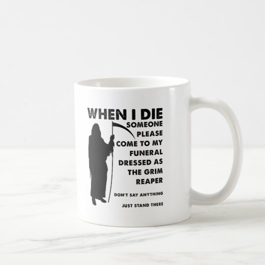 Grim Reaper Funeral Funny Mug Koffiemok (Rechts)