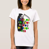 Grim Reaper geeft me Snoep Ransom Note Womens T-shirt (Voorkant)