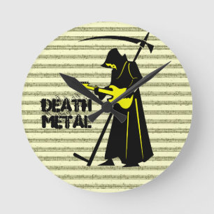 Grim Reaper Gitaar ☠️ Gothic Skull 💀 Ontwerp Ronde Klok