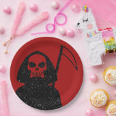 Grim Reaper Glitter Halloween Papieren Bordje (Feest)