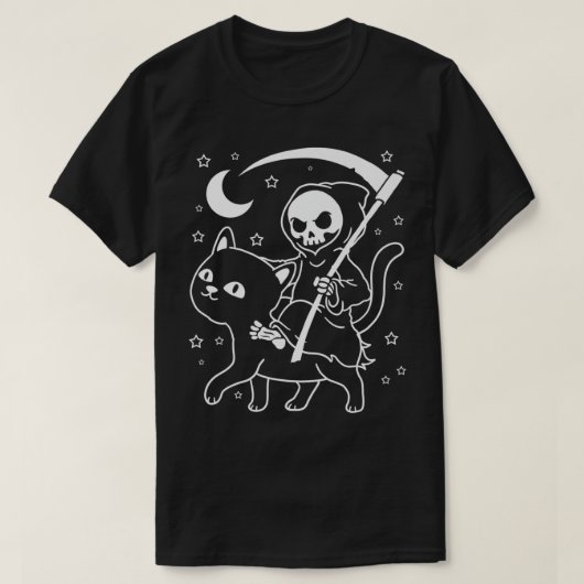 Grim Reaper Gothic Clothes Punk Emo Cat Grim Reape T-shirt (Design voorkant)