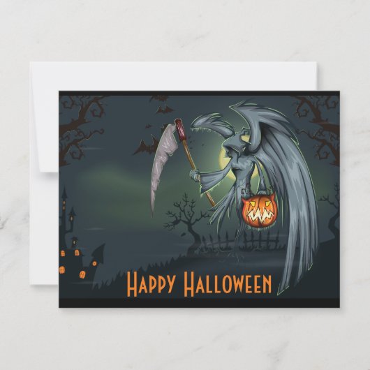 Grim Reaper Graveyard Halloween Invitation Kaart (Voorkant)