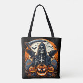 Grim Reaper Graveyard Spooky Pumpkins Halloween Draagtas (Achterkant)