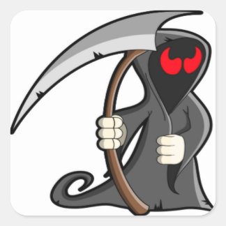 Grim Reaper Halloween Cute Kinder Fun Vierkante Sticker
