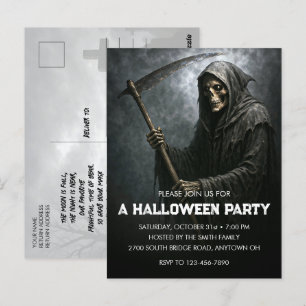 Grim Reaper Halloween-feest uitnodigingskaart Briefkaart