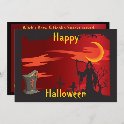 Grim Reaper Halloween Party Invitation (Devant / Derrière)