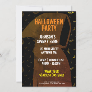 Grim Reaper Halloween Party Invitation Kaart