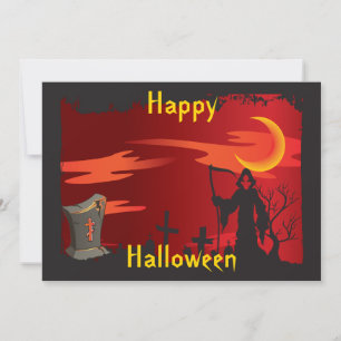 Grim Reaper Halloween Party Invitation Kaart