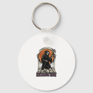 Grim Reaper Halloween Vintage Gravure Witte T-shir Sleutelhanger