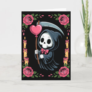 Grim Reaper Hart Ballon Roos Kaars Spooky Goth Kaart