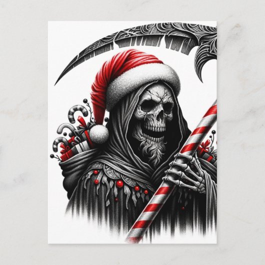Grim Reaper Horror Kerstman Kerstmis Briefkaart (Voorkant)