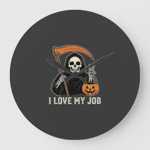 Grim Reaper Ik Hou Van Mijn Baan Halloween-ontwerp Grote Klok