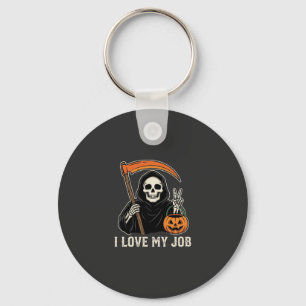 Grim Reaper Ik Hou Van Mijn Baan Halloween-ontwerp Sleutelhanger