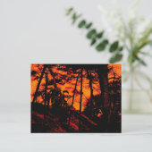 Grim Reaper in Scary Oranje Lit Forest Briefkaart (Staand voorkant)