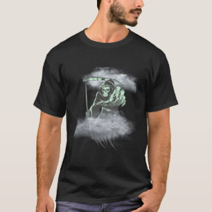 Grim Reaper is niet bang voor het Reaper-skelet en T-shirt