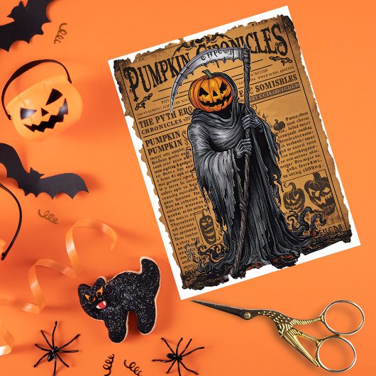 Grim Reaper Jack O’ Lantern Halloween Newspaper Tissuepapier