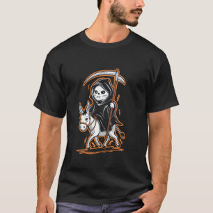 Grim Reaper Kat Rijdt Ezel - Vintage Kat Hallow T-shirt