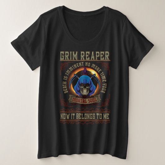 GRIM REAPER MORTAL SOUL GROTE MAAT T-SHIRT (Design voorkant)
